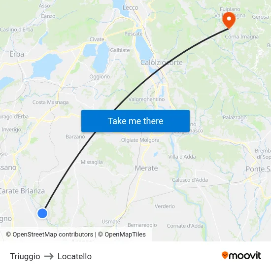 Triuggio to Locatello map