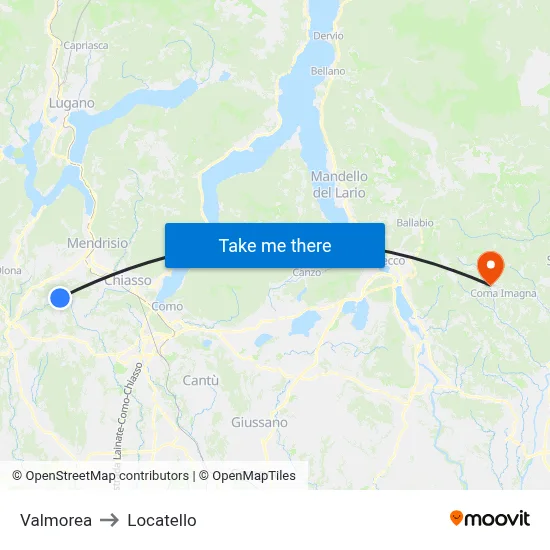 Valmorea to Locatello map