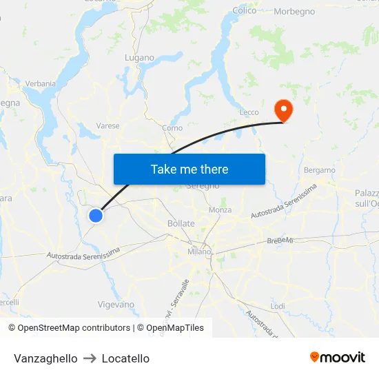 Vanzaghello to Locatello map