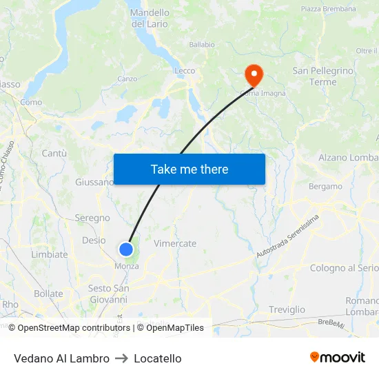 Vedano Al Lambro to Locatello map
