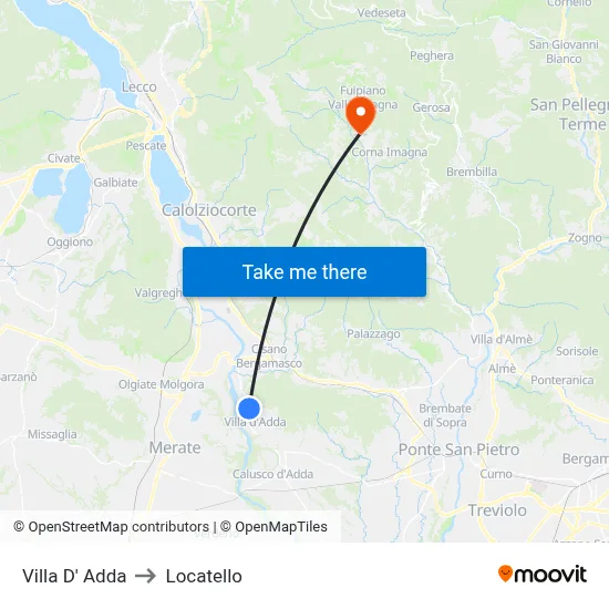 Villa D' Adda to Locatello map