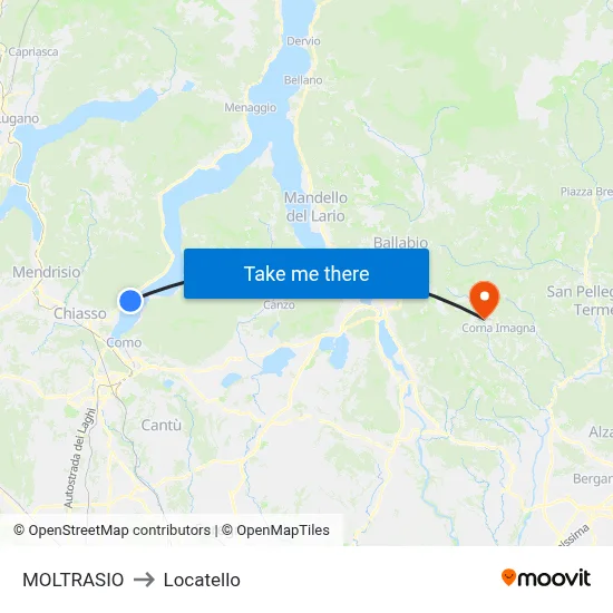 Moltrasio to Locatello map