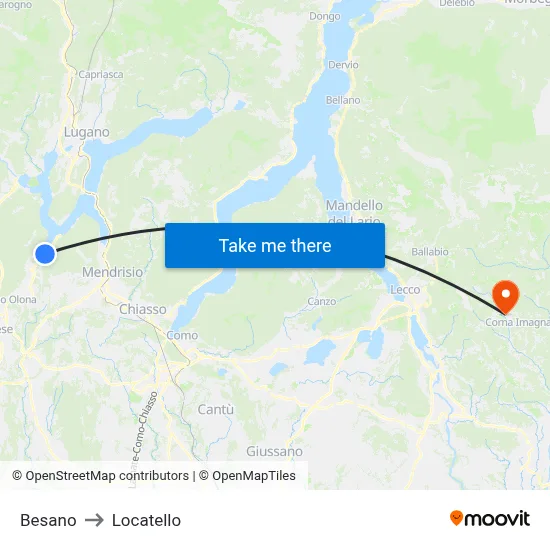 Besano to Locatello map