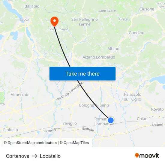 Cortenova to Locatello map