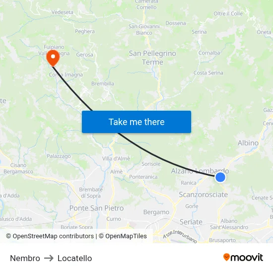 Nembro to Locatello map