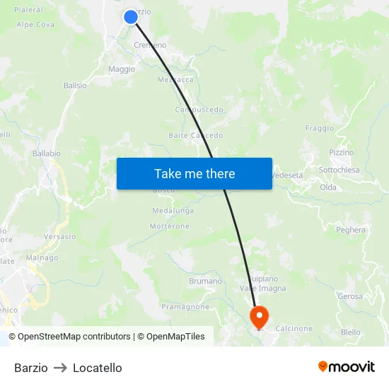 Barzio to Locatello map
