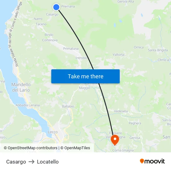 Casargo to Locatello map