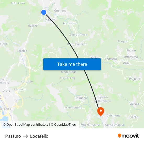 Pasturo to Locatello map