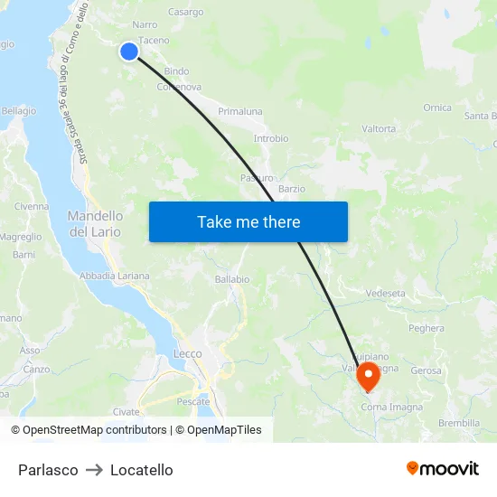 Parlasco to Locatello map