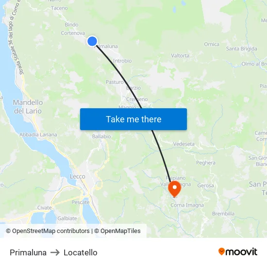 Primaluna to Locatello map