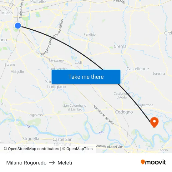 Milano Rogoredo to Meleti map