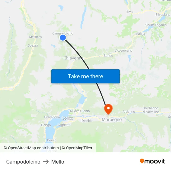 Campodolcino to Mello map