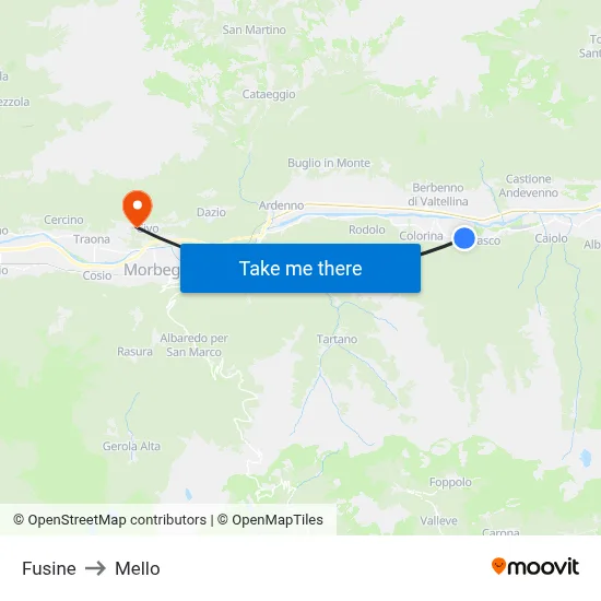 Fusine to Mello map