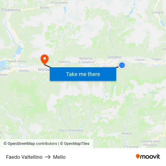 Faedo Valtellino to Mello map