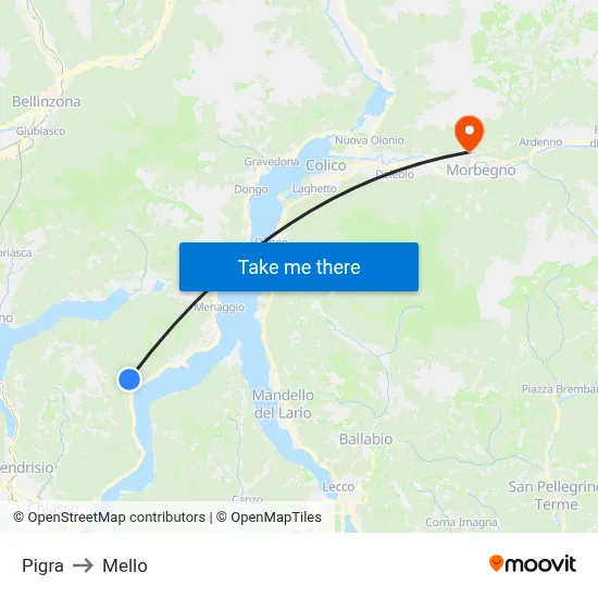 Pigra to Mello map