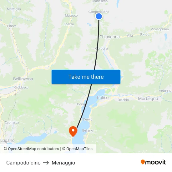 Campodolcino to Menaggio map