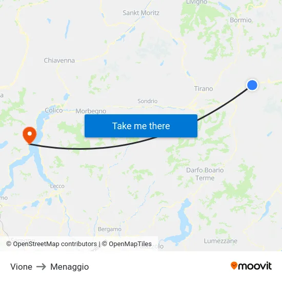 Vione to Menaggio map