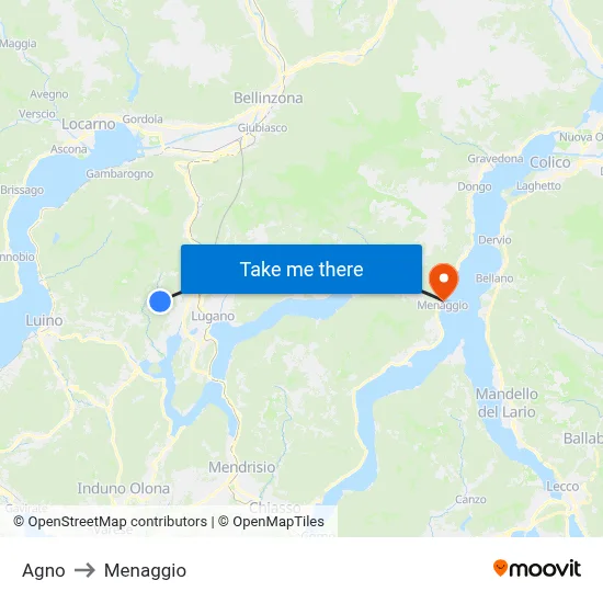 Agno to Menaggio map