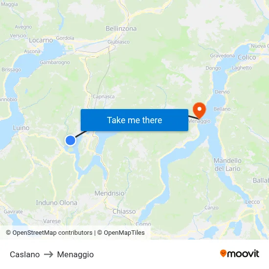 Caslano to Menaggio map
