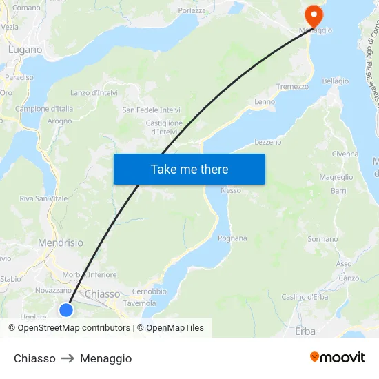 Chiasso to Menaggio map