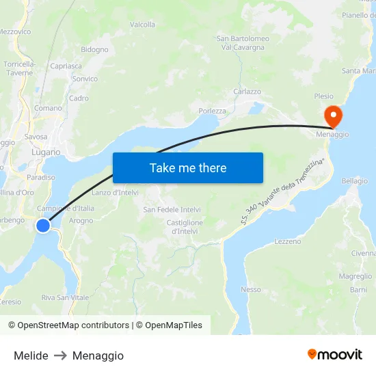 Melide to Menaggio map