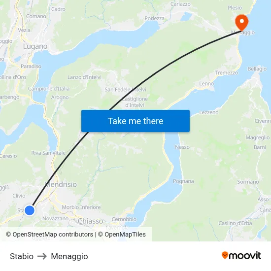 Stabio to Menaggio map