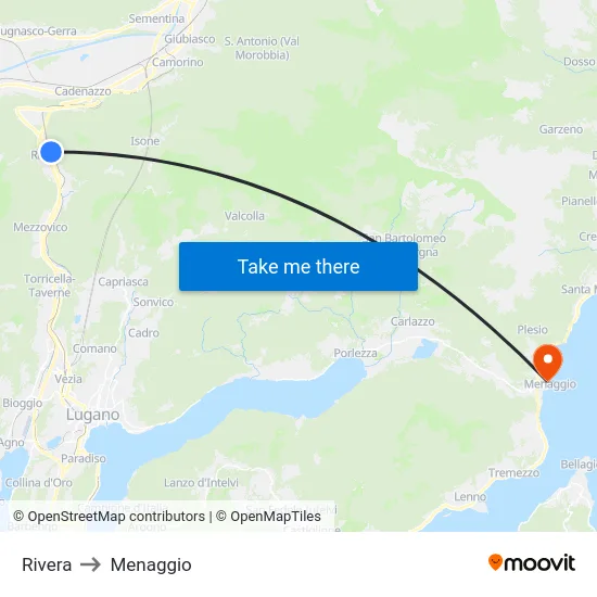 Rivera to Menaggio map