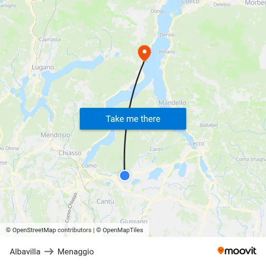 Albavilla to Menaggio map