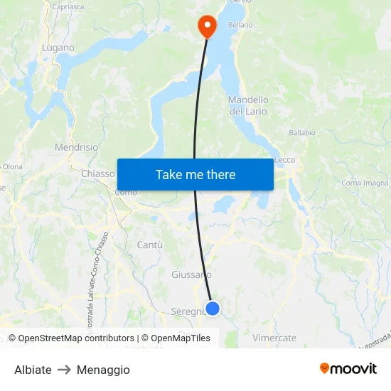 Albiate to Menaggio map