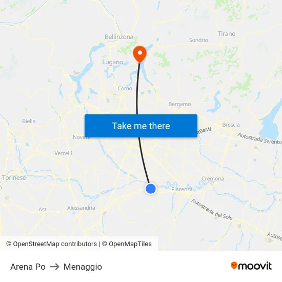 Arena Po to Menaggio map