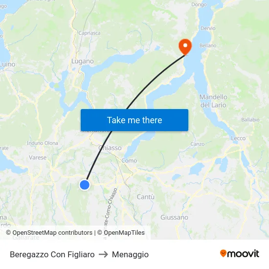 Beregazzo Con Figliaro to Menaggio map
