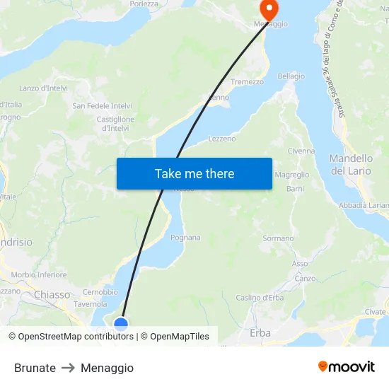 Brunate to Menaggio map