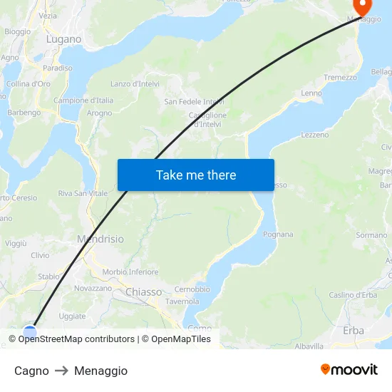 Cagno to Menaggio map