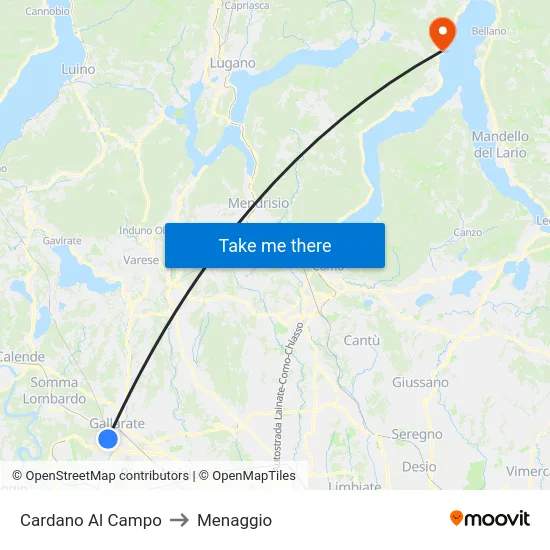 Cardano al Campo to Menaggio map