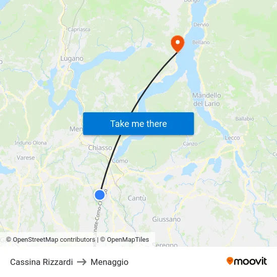 Cassina Rizzardi to Menaggio map