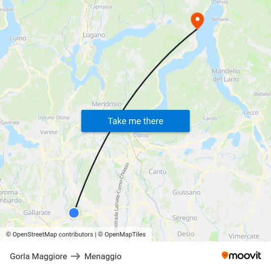 Gorla Maggiore to Menaggio map