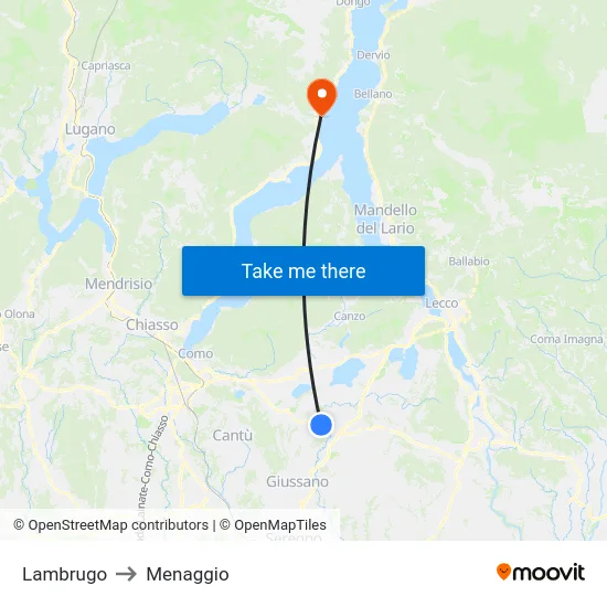 Lambrugo to Menaggio map