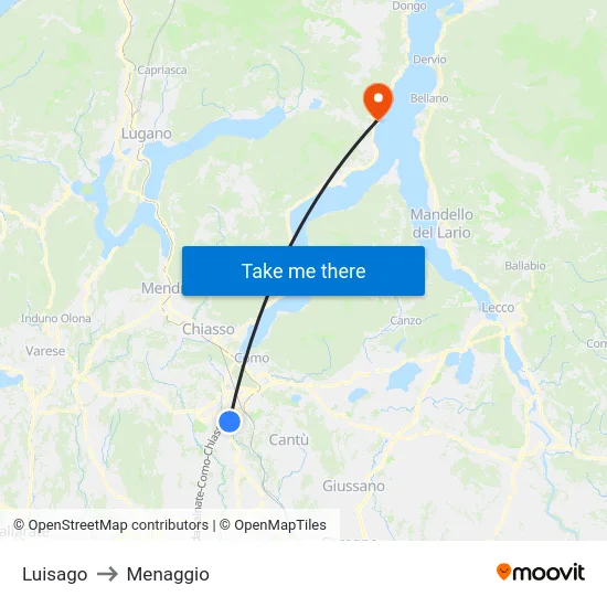 Luisago to Menaggio map