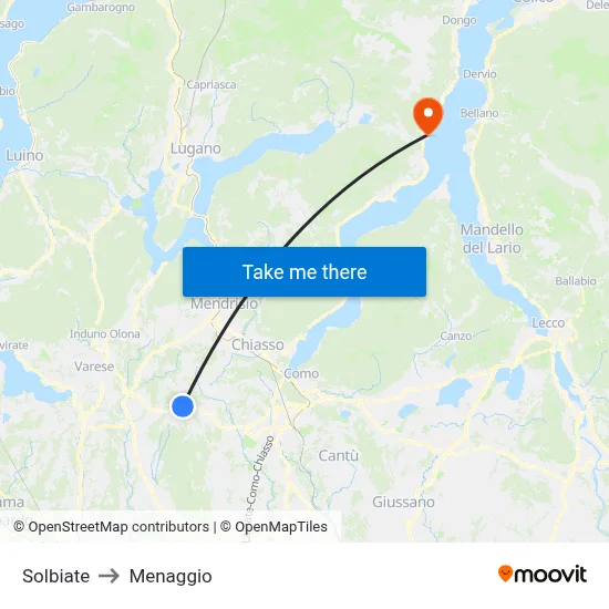 Solbiate to Menaggio map