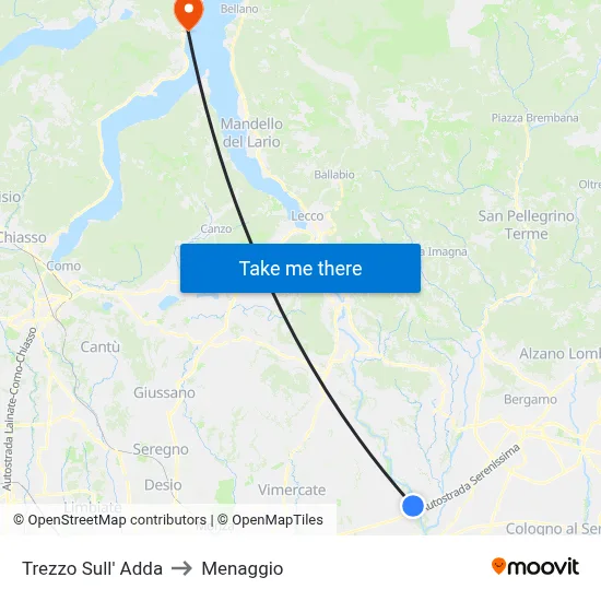 Trezzo Sull' Adda to Menaggio map