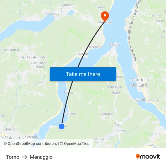 Torno to Menaggio map