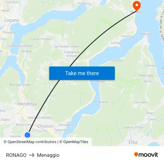 RONAGO to Menaggio map