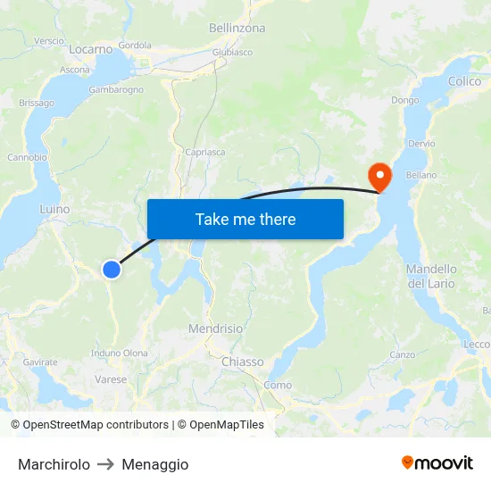Marchirolo to Menaggio map