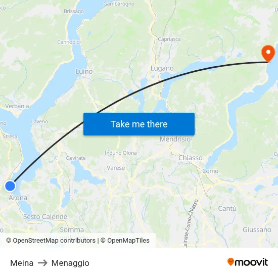 Meina to Menaggio map