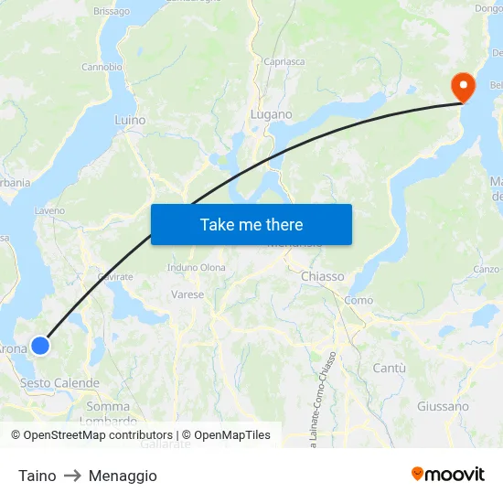 Taino to Menaggio map