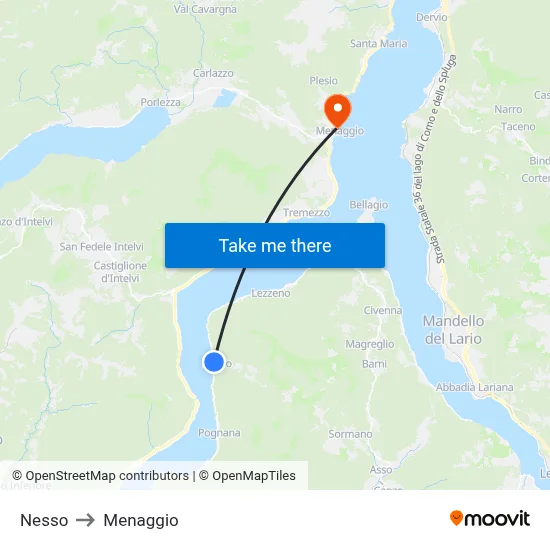 Nesso to Menaggio map
