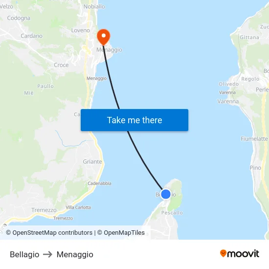 Bellagio to Menaggio map