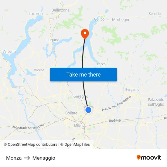 Monza to Menaggio map