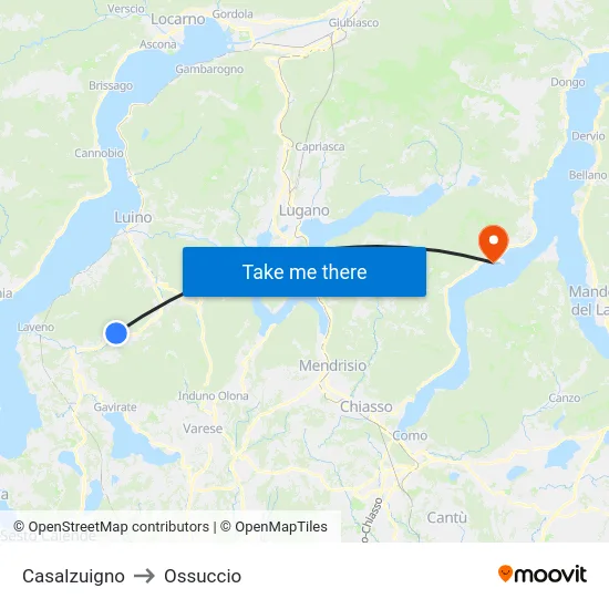 Casalzuigno to Ossuccio map
