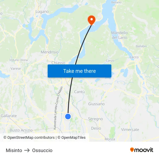 Misinto to Ossuccio map